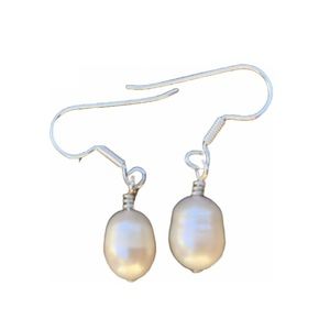 Pearl White lustrous Barrel shape Earrings SS